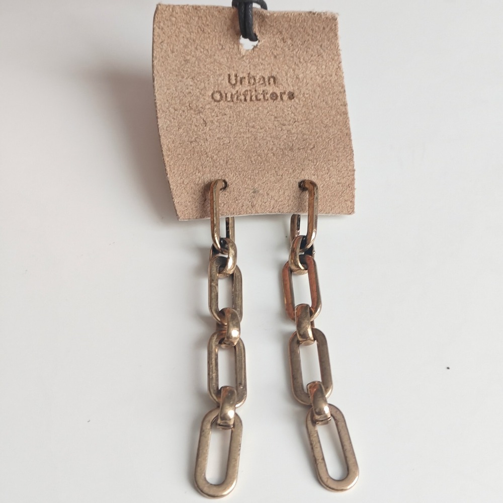 Urban Outfitters Earrings Chain‎ Link Gold Tone Dangle Industrial Antiquing NEW
